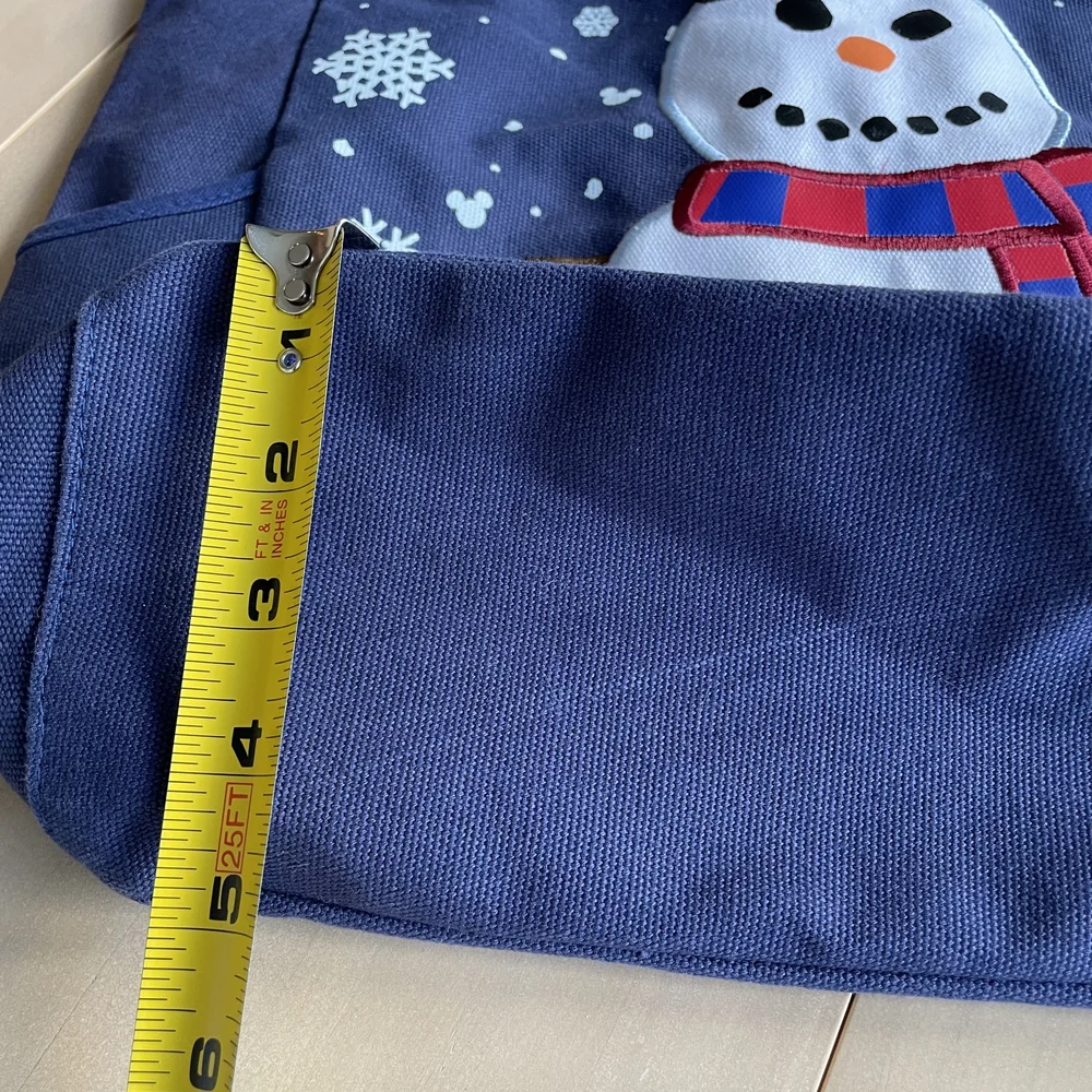 Disney Parks Mickey Mouse Snowman Christmas Holiday Canvas Tote Bag‎